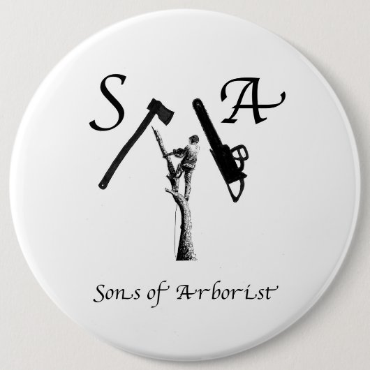 アルボリストArbアートチェーンソー 缶バッジ (正面)