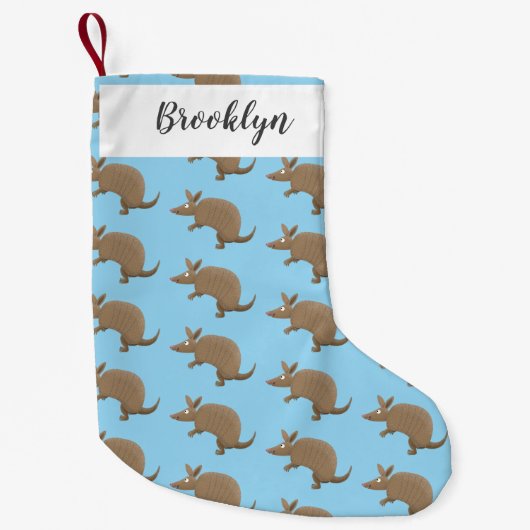 アルマおもしろいディッロhappy cartoonイラストレーション スモールクリスマスストッキング (正面)