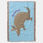 アルマおもしろいディッロhappy cartoonイラストレーション スローブランケット (正面縦)