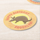 アルマおもしろいディッロhappy cartoonイラストレーション ラウンドペーパーコースター (アングル)