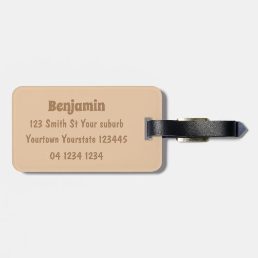 アルマおもしろいディッロhappy cartoonイラストレーション ラゲッジタグ (裏面横)