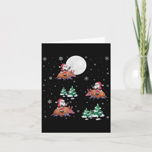 アルマジロに乗ったサンタのクリスマスツリー 楽しいクリスマス カード (正面)