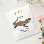 アルマジロのトゲ尾カメレオンのイラスト フェイバーバッグ (封をした状態)