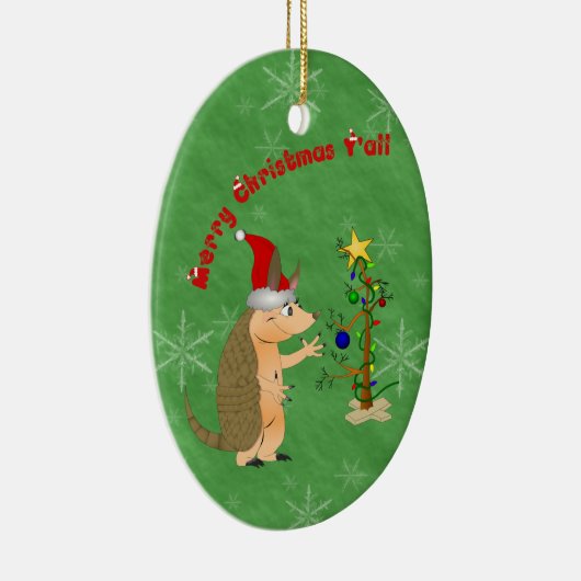アルマジロのメリークリスマスのオーナメント セラミックオーナメント (右)