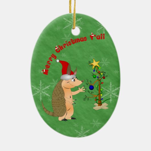 アルマジロのメリークリスマスのオーナメント セラミックオーナメント (裏面)