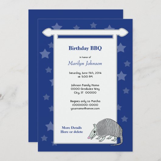 アルマジロの星スクロールパーティー 招待状 (正面/裏面)