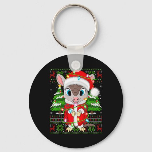アルマジロクリスマスセータースタイル醜いサンタアルマジロ キーホルダー (正面)