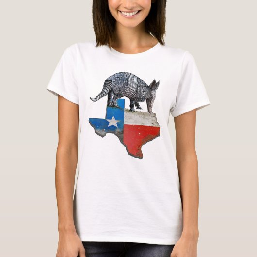 アルマジロテキサス州州旗の地図 Tシャツ (正面)