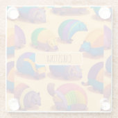 アルマジロパステルカラフルパタパーソナライズされたーン ガラスコースター (裏面)