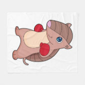 アルマジロボクシングボクサーボクシング手袋 フリースブランケット (正面(横))