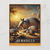 アルマジロ | かわいい家族ヴィンテージ動物はがき ポストカード (正面)
