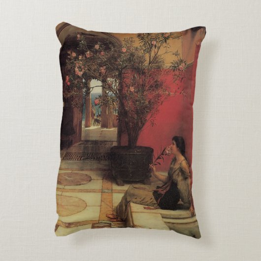 アルマタデマのオレアンダー、ヴィンテージの花 アクセントクッション (裏面(縦))