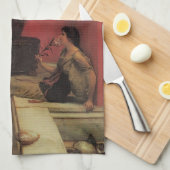 アルマタデマのオレアンダー、ヴィンテージの花 キッチンタオル (四つ折り)