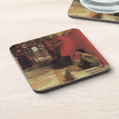 アルマタデマのオレアンダー、ヴィンテージの花 コースター (左側)