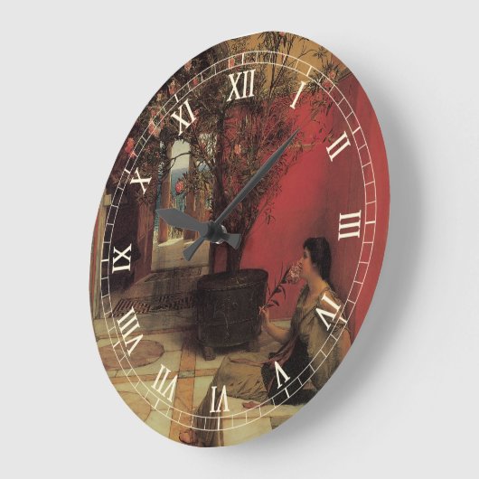 アルマタデマのオレアンダー、ヴィンテージの花 ラージ壁時計 (傾斜)