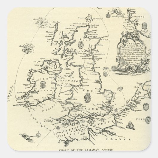 アルマダのコースのスペインの図 スクエアシール (正面)