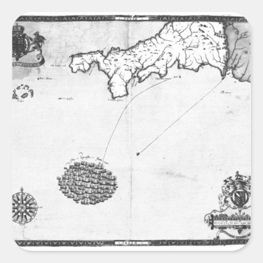 アルマダ艦隊のルートを示す地図 スクエアシール (正面)