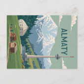 アルマティピークスアンドタワーズインコールドレトロビュー ポストカード (正面)