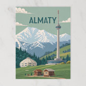 アルマティピークスアンドタワーズインコールドレトロビュー ポストカード