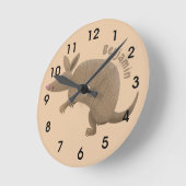 アルマディおもしろいリョハッピー漫画イラストレーション ラウンド壁時計 (傾斜)