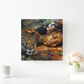 「アルマヤ」ジャガーの開花 – アマゾニアの女性 スクエア壁時計 (ホーム)