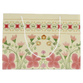 アルマンとピンクのフローラアート設計 ラージペーパーバッグ (裏面)