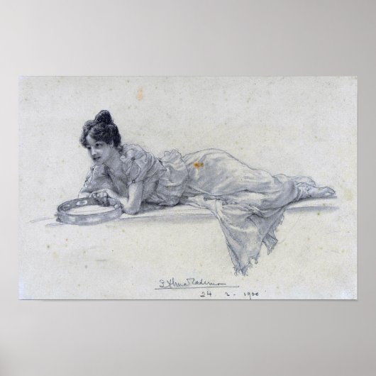 アルマ浮腫 – タンバリンとリクライニング女性1901 ポスター (正面)