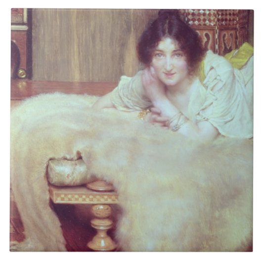 アルマTadema |傾聴者: くまの敷物1899年 タイル (正面)