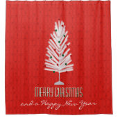 アルミクリスマスツリーレッドクリスマス シャワーカーテン (正面)