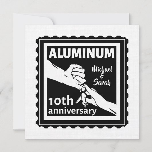 アルミニウムの10周年結婚記念日の伝統的な贈り物 招待状 (正面)