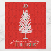 アルミニウムクリスマスツリー（赤） ワインラベル (シングルラベル)