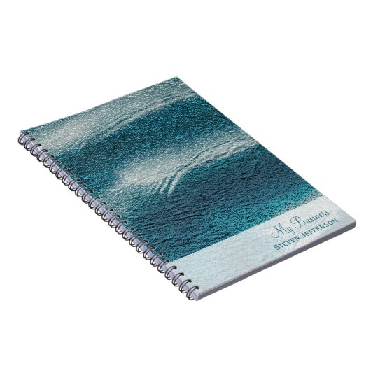 アルミニウムグランジダークアクアブルーとホワイトウェーブ ノートブック (右側)