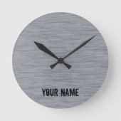 アルミニウムブラシ仕上げメタル構造 ラウンド壁時計 (正面)