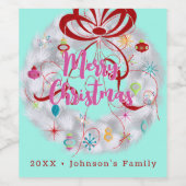 アルミニウムリースレトロクリスマス ワインラベル (シングルラベル)