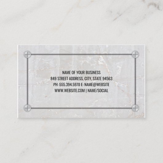 アルミニウム金属およびねじ | 大理石 名刺 (裏面)