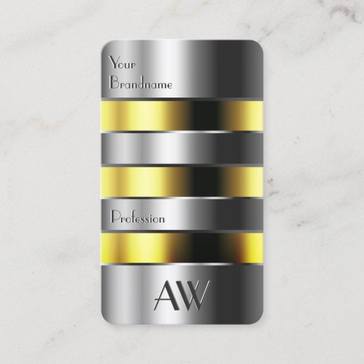 アルミニウム銀は黄色の流体フェイク3D文字 名刺 (正面)