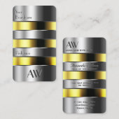 アルミニウム銀は黄色の流体フェイク3D文字 名刺 (正面/裏面)