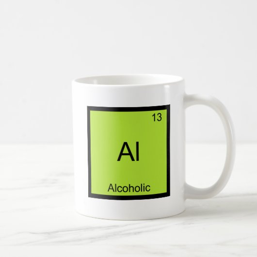 アルミニウム - アルコール依存症 化学元素記号 ジョークグッズ コーヒーマグカップ (右)