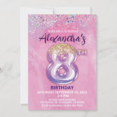 アルミバルーン 8歳の誕生日パーティー招待状 招待状 (正面)