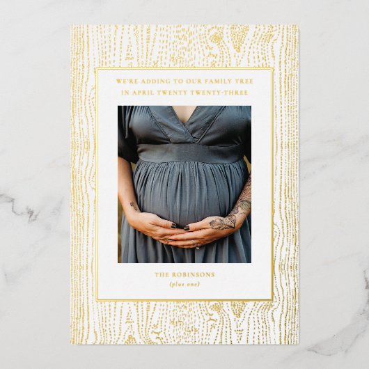 アルミホイル ファミリーツリー 妊娠発表 フォトカード 箔シーズンカード (正面)