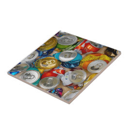 アルミ缶で作ったビールプリント タイル