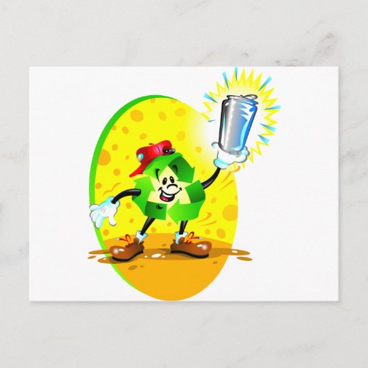 アルミ缶のリサイクルシンボルのアニメーション ポストカード (正面)