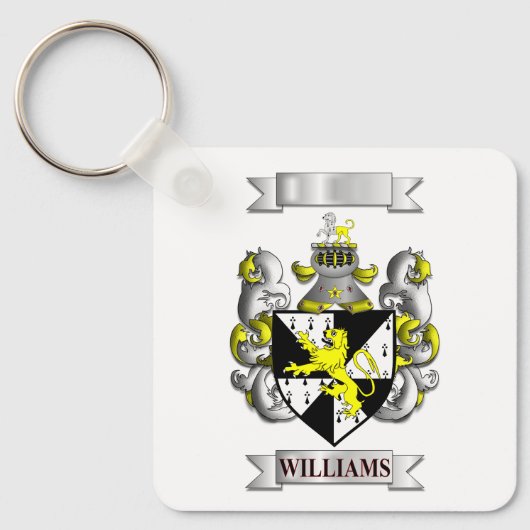 アルミ製キーカバー Williams 家族の姓+ シールド キーホルダー (正面)
