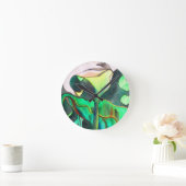 アルムリリー水彩オリジナルア絵画ート ラウンド壁時計 (ホーム)