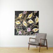 アルムリリー芸術的フローラデザインオンブラック タペストリー (インサイチュ(横))