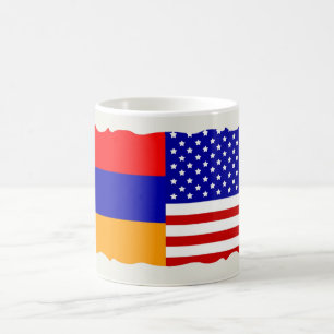 アルメニアとアメリカ国旗のコーヒーマグ コーヒーマグカップ
