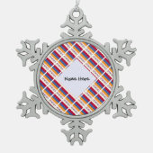 アルメニアとアルメニア国旗のタイルあなたの名前Sno スノーフレークピューターオーナメント (正面)