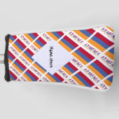 アルメニアとアルメニア国旗のタイルと名前 ゴルフヘッドカバー (正面)