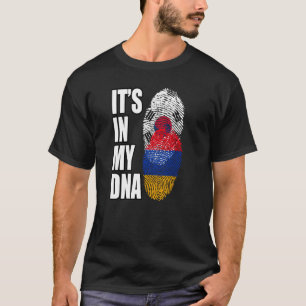 アルメニアと韓国のミックスDNA遺伝子フラグ Tシャツ