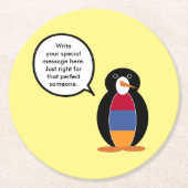 アルメニアのマス ペンギン おしゃべりカスタマイズ ラウンドペーパーコースター (正面)